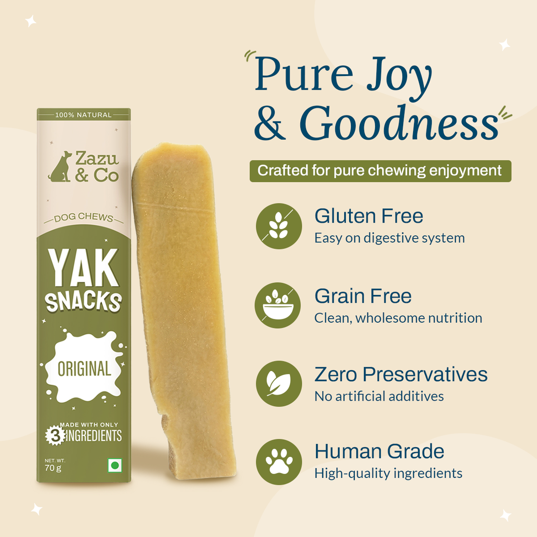 4 Yak Snacks Trial Pack - 100% Natural Yak Chews Bundle For Dogs