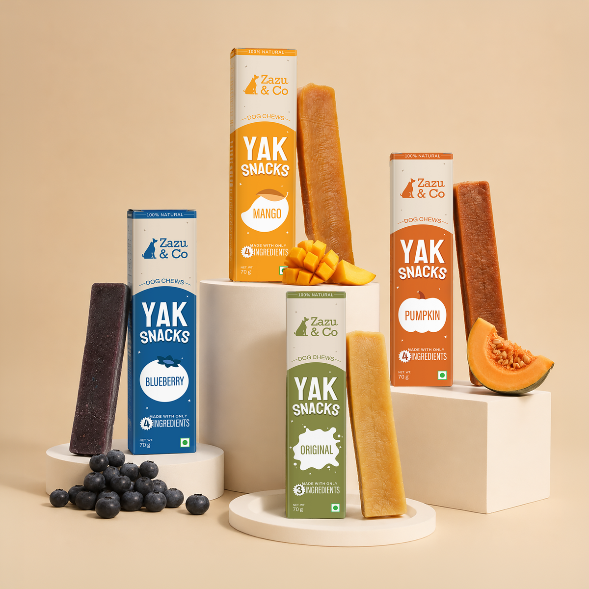 4 Yak Snacks Trial Pack - 100% Natural Yak Chews Bundle For Dogs