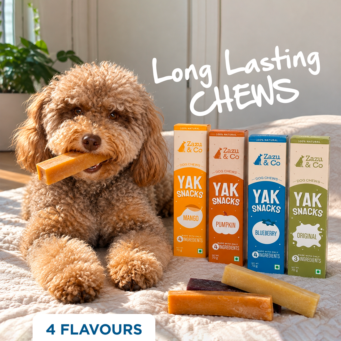 4 Yak Snacks Trial Pack - 100% Natural Yak Chews Bundle For Dogs
