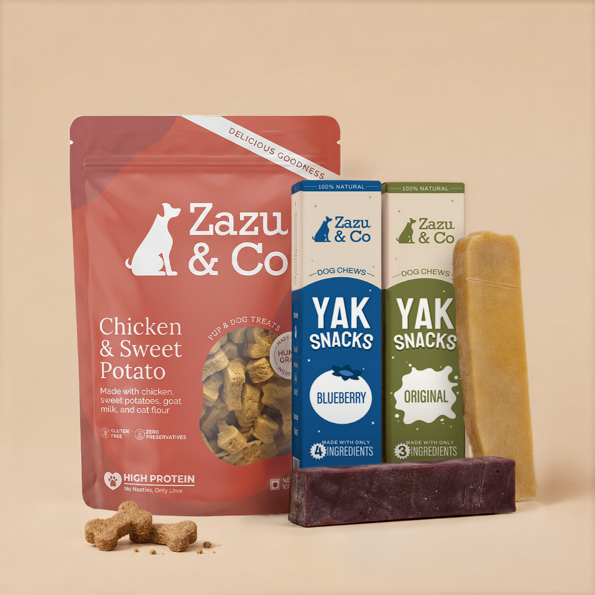 Monthly Non-Veg Bundle | Chicken & Sweet Potato Treat Pack & Yak Chews Bundle